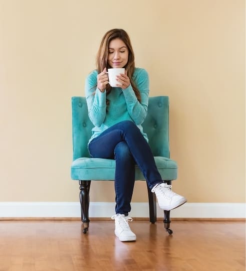 Latina Woman Drinking Coffee